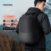 ReeYee H01 Black Hole 54L Expandable Backpack — With Built-in Automatic Vacuum Compression Bag
