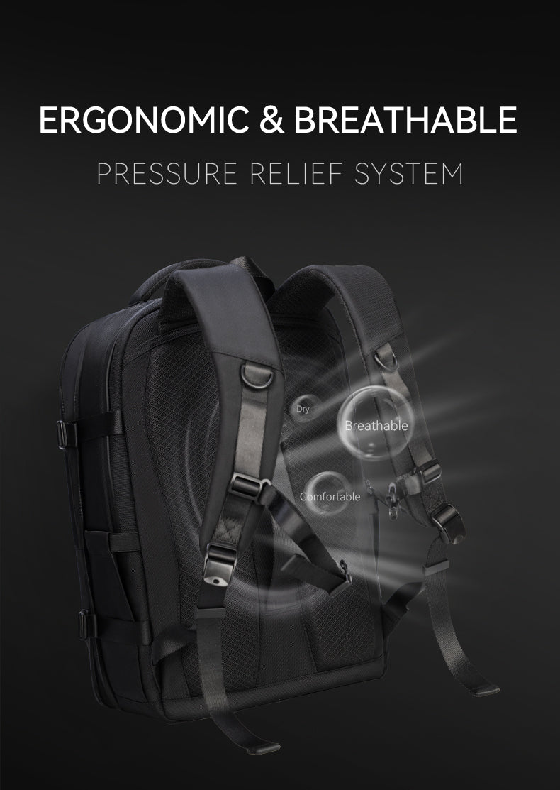 ReeYee H01 Black Hole 54L Expandable Backpack — With Built-in Automatic Vacuum Compression Bag