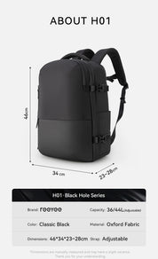 ReeYee H01 Black Hole 54L Expandable Backpack — With Built-in Automatic Vacuum Compression Bag