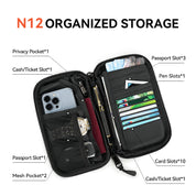 N12 1680D Ballistic Nylon Passport Holder – Compact Travel Wallet for Men